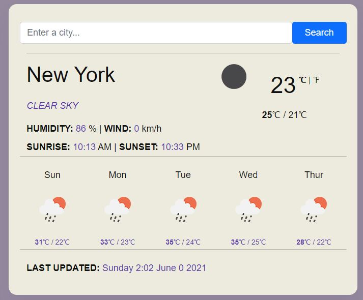  Photo of JavaScript weather search app